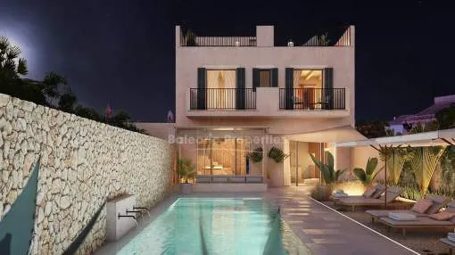 Neubau eines luxuriösen Stadthauses inklusive eines Gästehauses mit 2 Schlafzimmern kaufen in Ses Salines, Mallorca