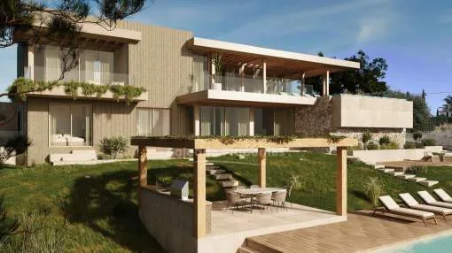 Neugebaute moderne Villa mit Meerblick in Cala Vinyes, Mallorca zu verkaufen