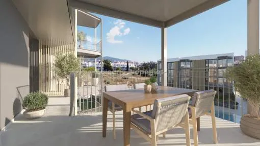 Neue Wohnungen zum Verkauf mit Gemeinschaftspool und Gärten in Palmanova, Mallorca