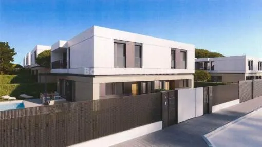 Neubau Doppelhaushälfte kaufen mit privatem Garten und Pool bei Llucmajor, Mallorca