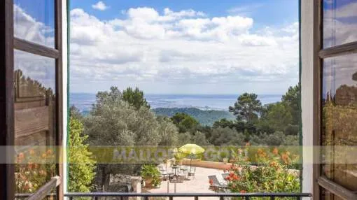 Historic Finca with natural stone facade and fabulous views over the Bay of Palma in Puigpunyent