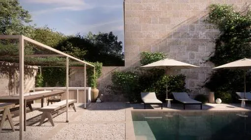 Stadthausprojekt mit großem Garten, Pool, Garage und Blick in Lloret De Vista Alegre