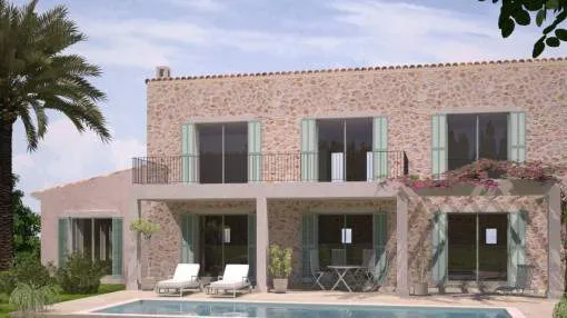 Premium-Baugrundstück in Toplage in Ses Salines - inklusive genehmigtem Bauprojekt und Baugenehmigung für eine Finca mit Weitblick bis Cabrera