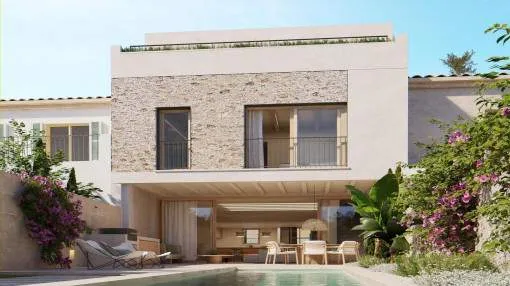 Modernes Neubau-Stadthaus in Santanyi mit Pool und Dachterrasse