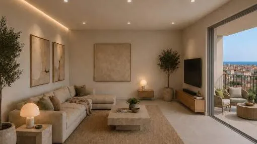 Elegante Luxuswohnung in Palma mit Terrasse und Panoramablick bis zum Meer und zur Kathedrale