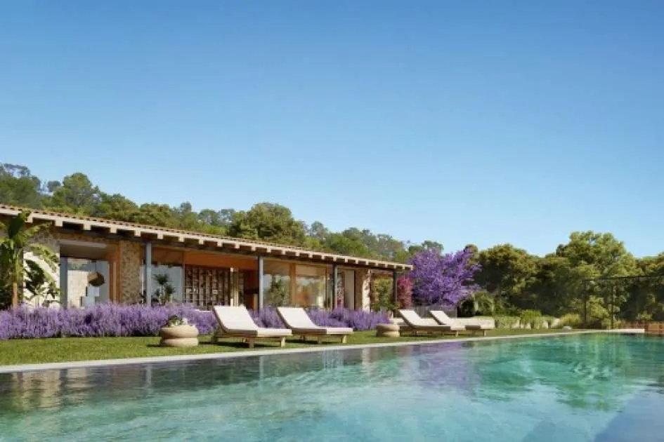 Newly-built finca in the foothills of the Tramuntana mountains with sea view near Santa Maria