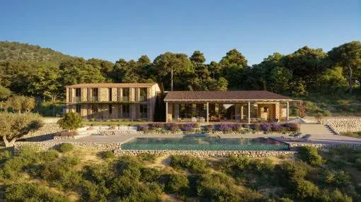 Newly-built finca with views of the Tramuntana mountains and the sea near to Santa Maria