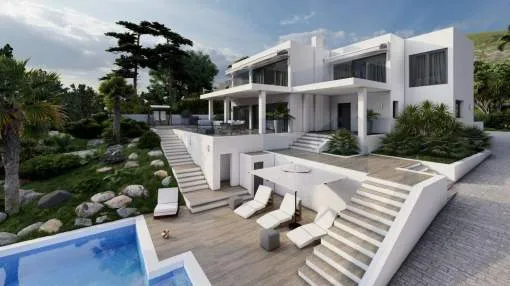 Moderne Villa mit Meerblick auf den Hügeln von Nova Santa Ponsa