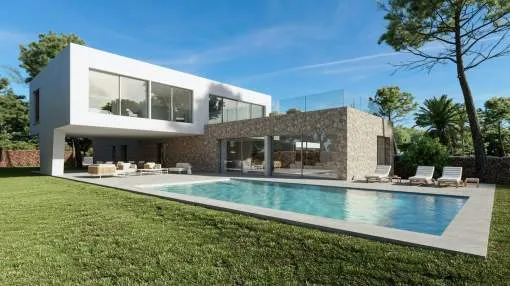 Exklusives Neubauprojekt -Moderne Villa im Bauhausstil mit Meerblick in Sol de Mallorca