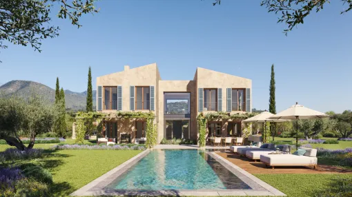 Neue, elegante Villa in Bunyola auf einem großen Grundstück mit Blick auf die Landschaft