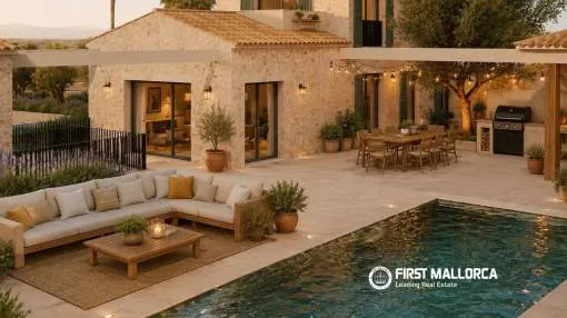 Neues fantastisches Projekt Finca mit Pool und herrlichen Aussichten auf die Berge der Tramuntana in Santa Maria del Camí