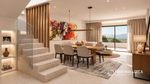 Eine anspruchsvolle, zeitgenössische Residenz in exklusiver Lage direkt am Meer, in der Nähe des Golfplatzes von Santa Ponsa.